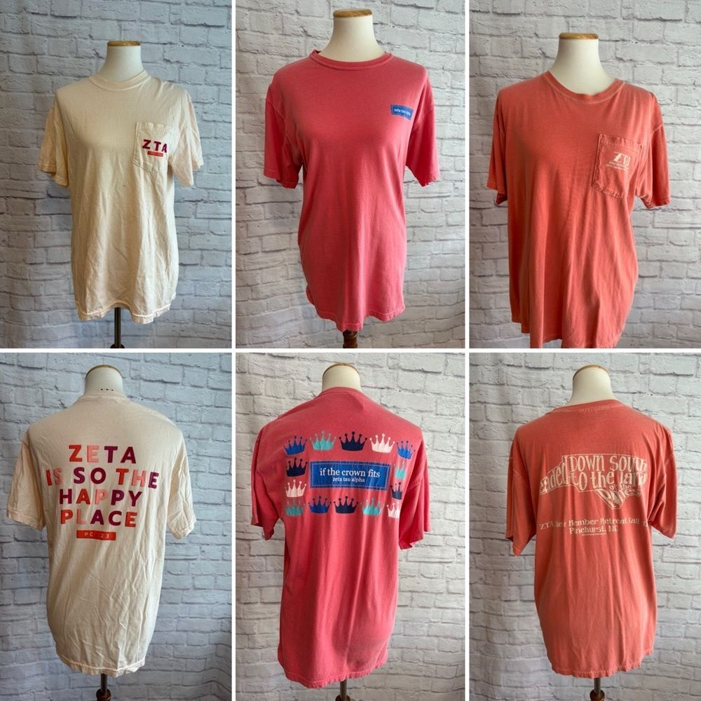 Comfort Colors ZTA Zeta Tau Alpha Tshirt LOT size Medium